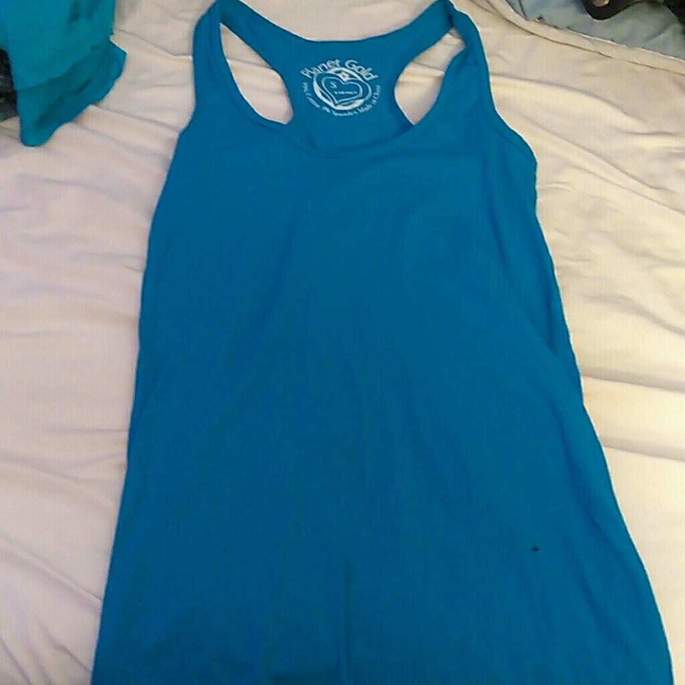 To teal blue shirts more like tank tops very prett